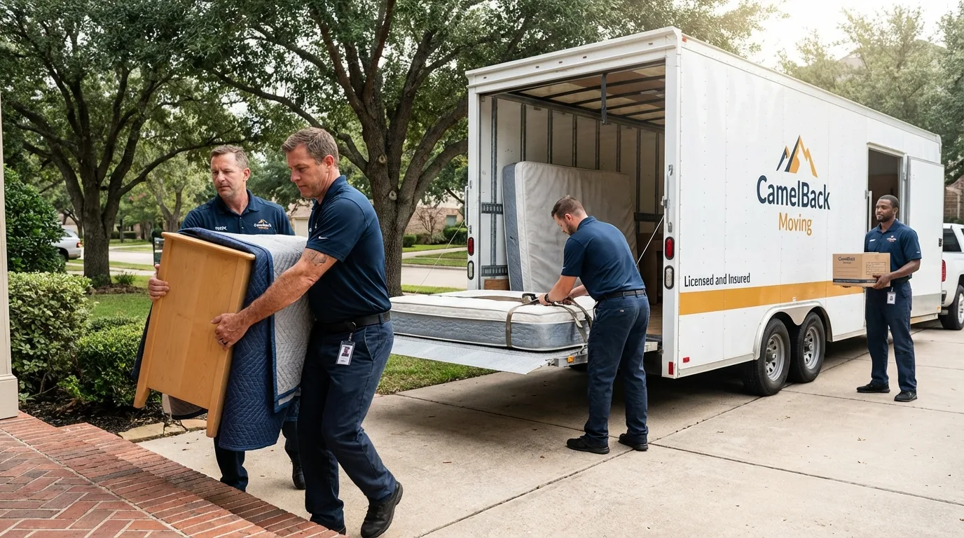 Crew loading residential truck for cross-state move from Colorado City, AZ