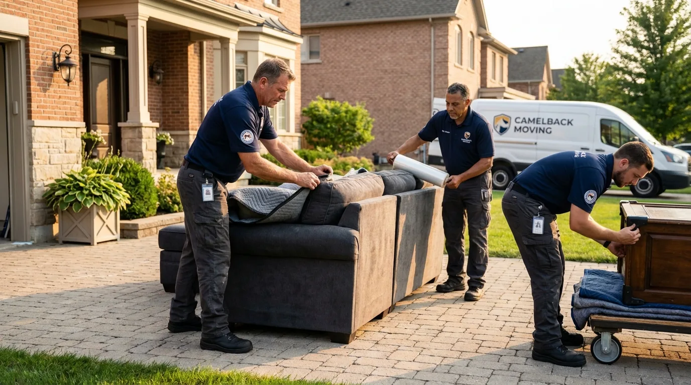 Large estate moving crew wrapping furniture in Colorado City, AZ
